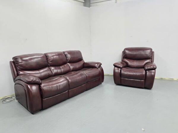 Sofology Leather 3 Seater Standard and 1 Electric Recliner Chair - Image 3