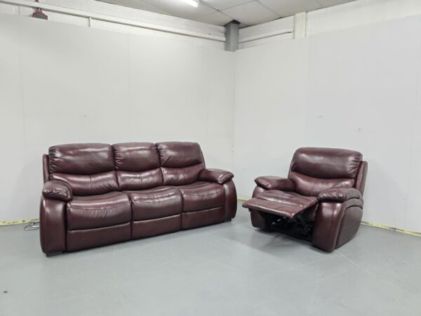 Sofology Leather 3 Seater Standard and 1 Electric Recliner Chair - Image 7