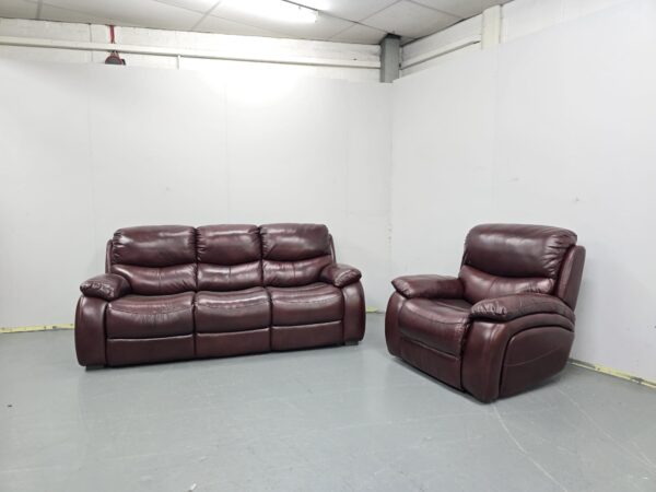 Sofology Leather 3 Seater Standard and 1 Electric Recliner Chair - Image 2