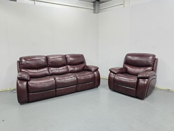 Sofology Leather 3 Seater Standard and 1 Electric Recliner Chair - Image 4