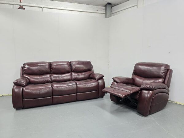 Sofology Leather 3 Seater Standard and 1 Electric Recliner Chair - Image 6