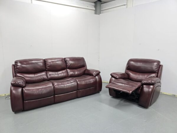 Sofology Leather 3 Seater Standard and 1 Electric Recliner Chair - Image 8