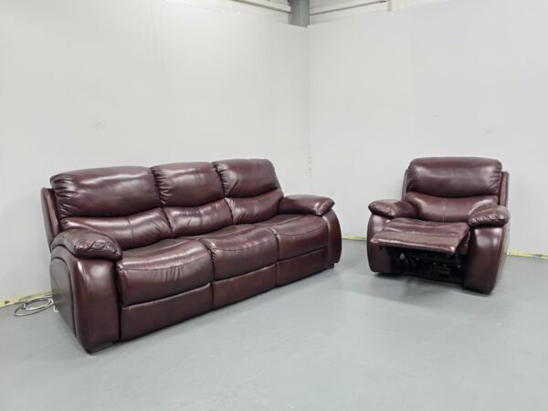 Sofology Leather 3 Seater Standard and 1 Electric Recliner Chair - Image 5