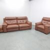 Dfs Tan Full Leather 3 and 1 Seater Electric Recliner Sofa and Chair with  USB - Image 2