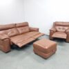 Dfs Tan Full Leather 3 and 1 Seater Electric Recliner Sofa and Chair with  USB - Image 4