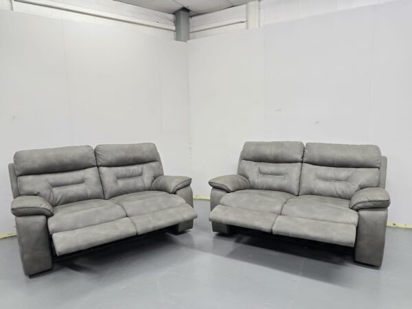 Ex Display Dfs Ronan Grey Suede 2 and 2 Seater Electric Recliner Sofas with USB - Image 10