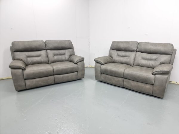 Ex Display Dfs Ronan Grey Suede 2 and 2 Seater Electric Recliner Sofas with USB - Image 8