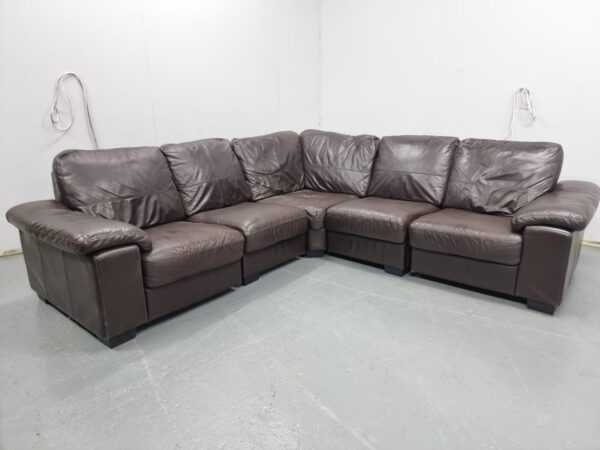 Brown Full Leather Modular Corner Sofa