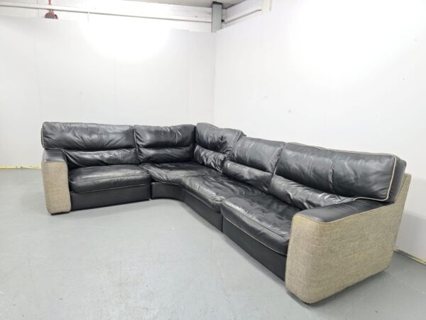 Leather and Fabric Corner Sofa - Image 3
