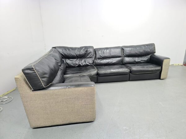 Leather and Fabric Corner Sofa - Image 2