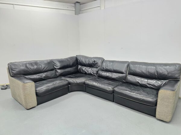 Leather and Fabric Corner Sofa - Image 4