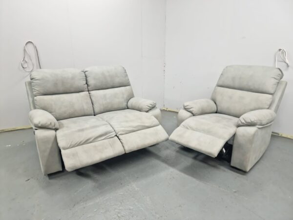 Scs Grey Suede 2 and 1 Seater Electric Recliner Sofa and Chair - Image 4