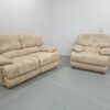 Harvey's Beige Suede 2 and 1 Seater Recliner Sofa and Chair with Care Kit - Image 2