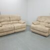 Harvey's Beige Suede 2 and 1 Seater Recliner Sofa and Chair with Care Kit