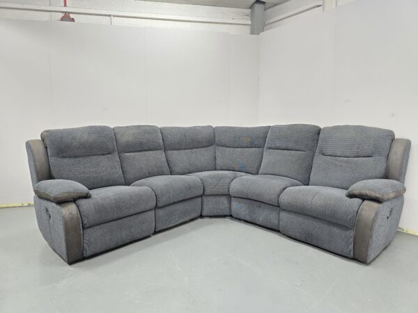 Lazyboy Grey Fabric Manual Recliner Corner Sofa - Image 3