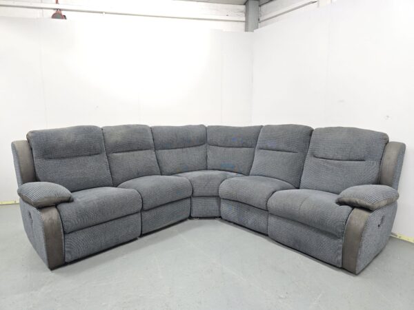 Lazyboy Grey Fabric Manual Recliner Corner Sofa
