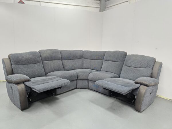 Lazyboy Grey Fabric Manual Recliner Corner Sofa - Image 5