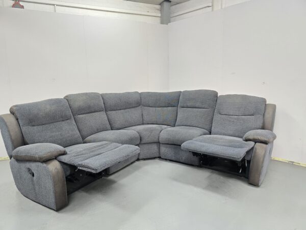 Lazyboy Grey Fabric Manual Recliner Corner Sofa - Image 6
