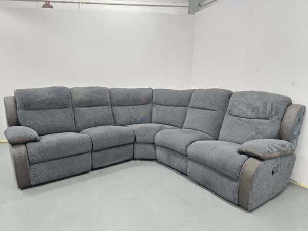 Lazyboy Grey Fabric Manual Recliner Corner Sofa - Image 4