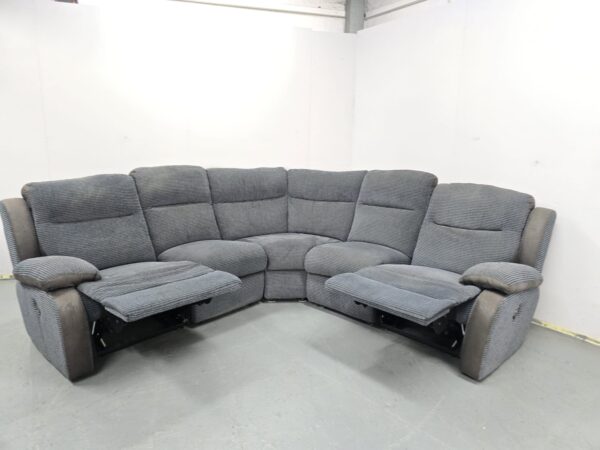 Lazyboy Grey Fabric Manual Recliner Corner Sofa - Image 7