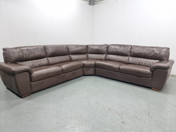 Italian Full Leather Corner Sofa - Image 4