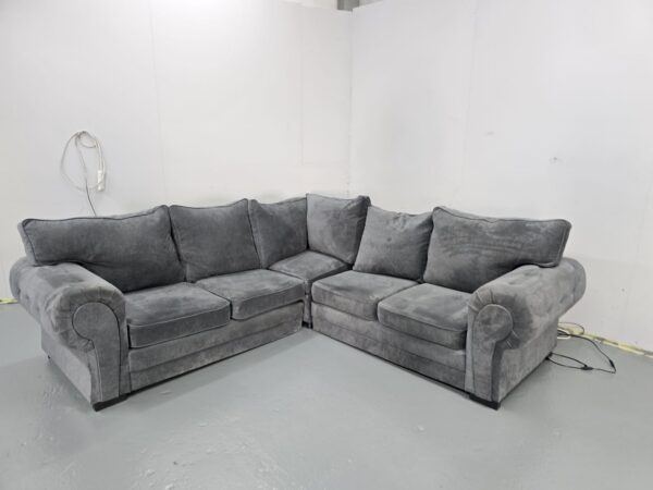 Verona Grey Suede Corner Sofa - Image 3