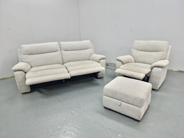 Scs Light Grey Fabric 3 and 1 Seater Recliner Sofa and Chair with Ottoman - Image 4