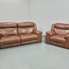Harvey's Tan Full Leather 4 and 1 Seater Recliner Sofa and Chair