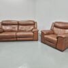 Harvey's Tan Full Leather 4 and 1 Seater Recliner Sofa and Chair - Image 2