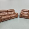 Harvey's Tan Full Leather 4 and 1 Seater Recliner Sofa and Chair - Image 4