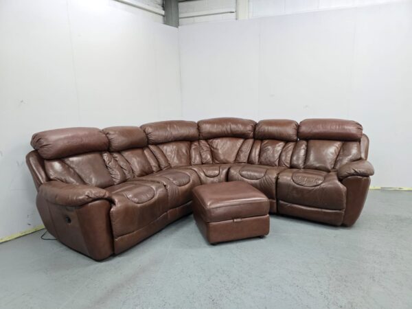 Dfs Supreme Brown Leather Electric Recliner Corner Sofa with Footstool - Image 2