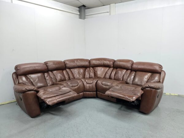 Dfs Supreme Brown Leather Electric Recliner Corner Sofa with Footstool - Image 6