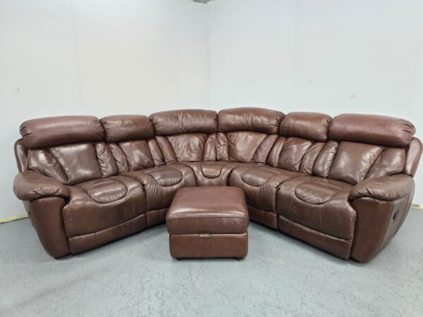 Dfs Supreme Brown Leather Electric Recliner Corner Sofa with Footstool - Image 4