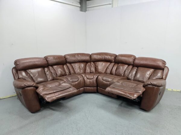 Dfs Supreme Brown Leather Electric Recliner Corner Sofa with Footstool - Image 5