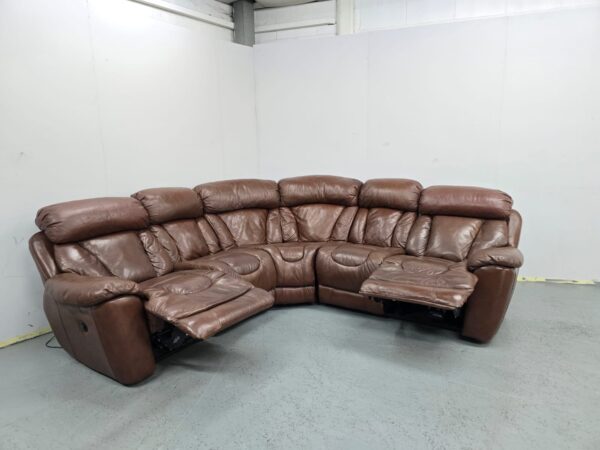 Dfs Supreme Brown Leather Electric Recliner Corner Sofa with Footstool - Image 8