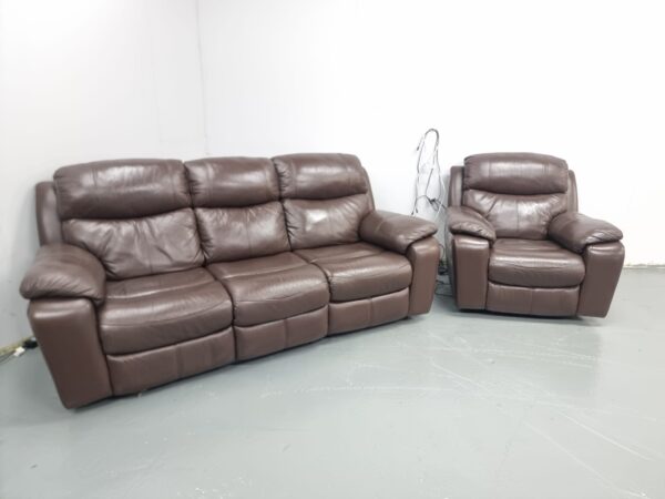 Dfs Full Leather 3 and 1 Seater Recliner Sofa and Chair - Image 2