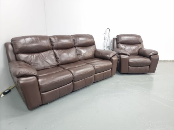 Dfs Full Leather 3 and 1 Seater Recliner Sofa and Chair - Image 3