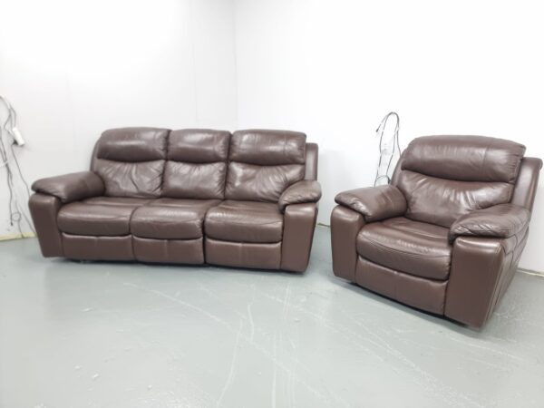 Dfs Full Leather 3 and 1 Seater Recliner Sofa and Chair - Image 5