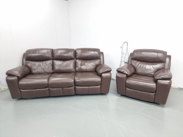 Dfs Full Leather 3 and 1 Seater Recliner Sofa and Chair
