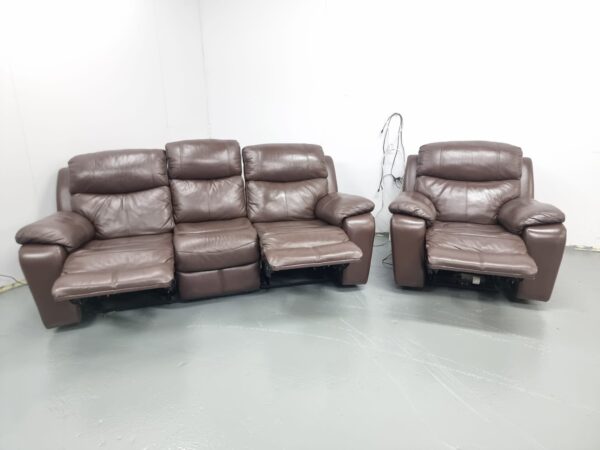Dfs Full Leather 3 and 1 Seater Recliner Sofa and Chair - Image 7
