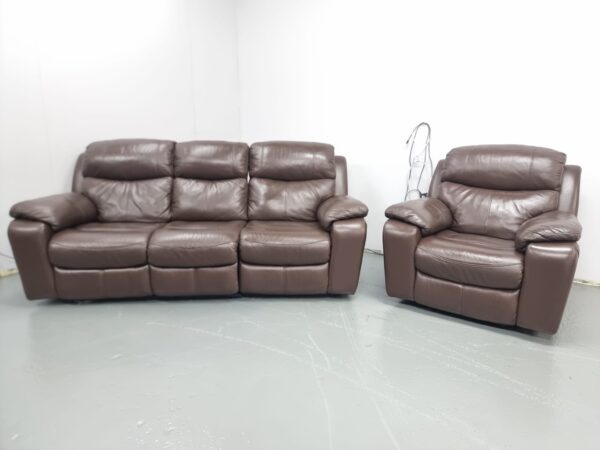 Dfs Full Leather 3 and 1 Seater Recliner Sofa and Chair - Image 4