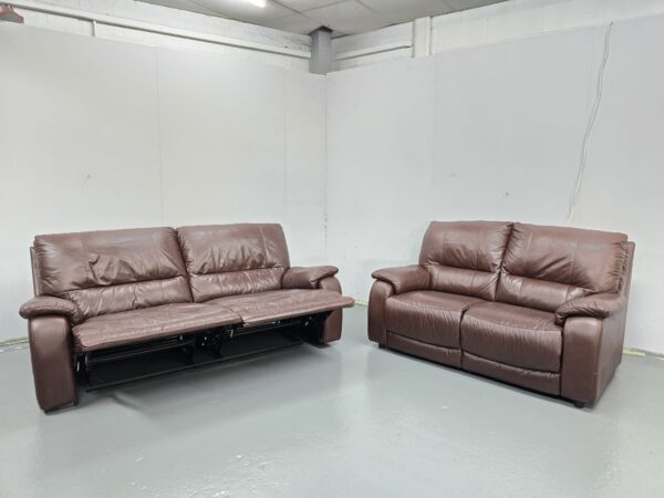 3 and 2 Seater Leather Recliner Sofas - Image 6