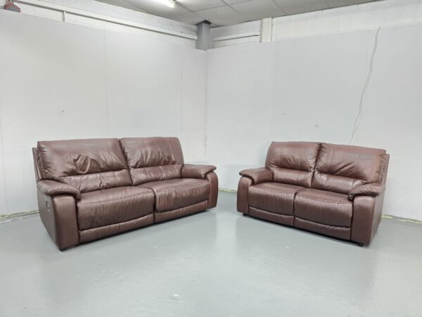 3 and 2 Seater Leather Recliner Sofas - Image 2