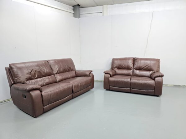 3 and 2 Seater Leather Recliner Sofas - Image 4