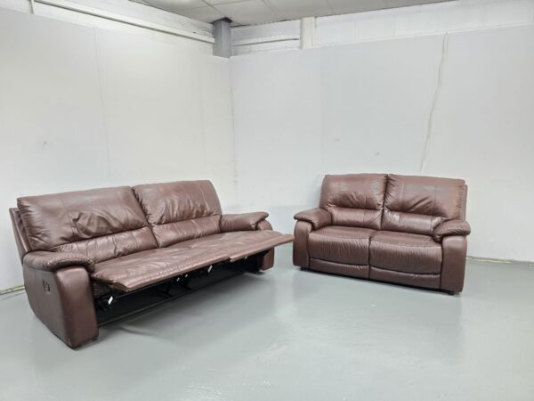 3 and 2 Seater Leather Recliner Sofas - Image 7