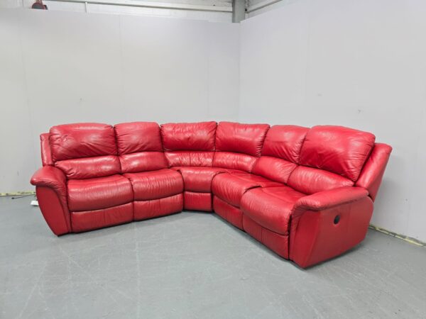 Lazyboy Red Leather Electric Recliner Corner Sofa - Image 4