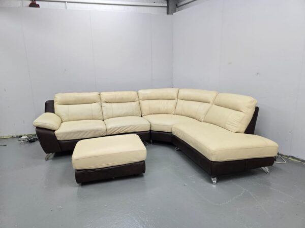 Leather Corner Sofa with Footstool - Image 4