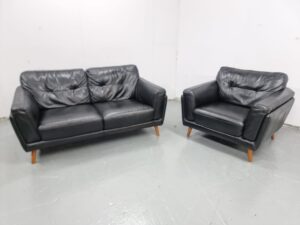 Sofology Leather 2 and 1 Seater Sofa and Chair