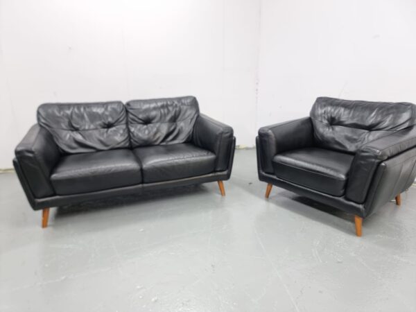 Sofology Leather 2 and 1 Seater Sofa and Chair - Image 2