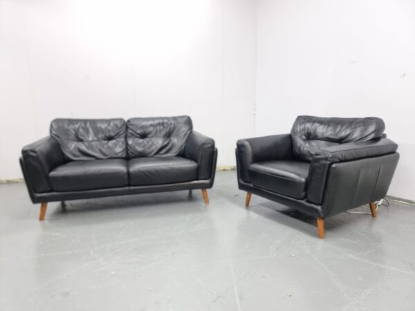 Sofology Leather 2 and 1 Seater Sofa and Chair - Image 3